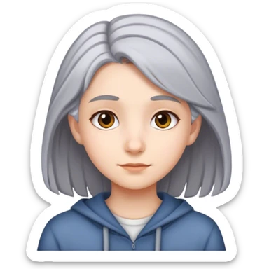 Teenager with gray hair girl sticker