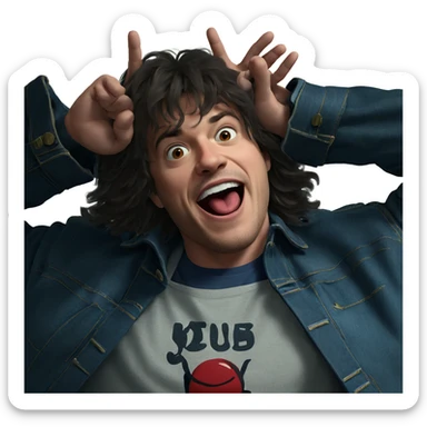 denim jacket parody portrait sticker