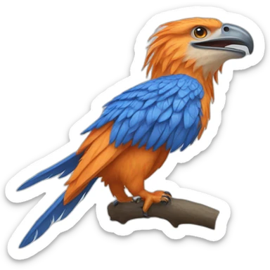 Orange feather raptor with blue tripes sticker