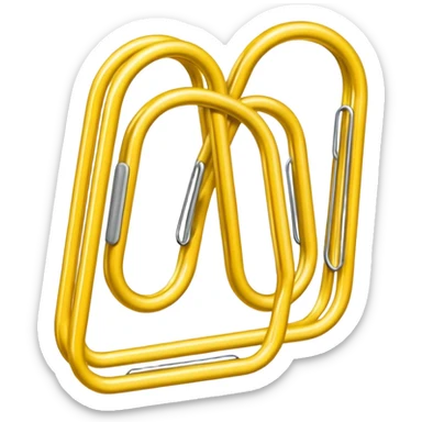 The emoji is a yellow paperclip positioned diagonally, with its two main loops clearly visible, suggesting the function of an attachment or a hyperlink. sticker