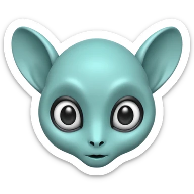 teal smooth alien with two rounded ears and big pure black eyes sticker