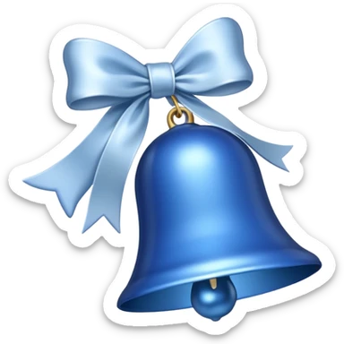 blue christmas bell with white bow sticker