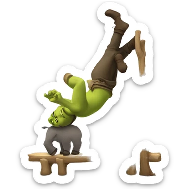 shrek with donkey handstand on top of him sticker