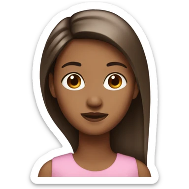 Create a girl with brown skin straight hair sticker