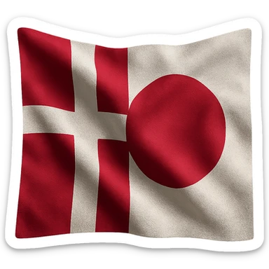 realistic style combination of Denmark and Japan flags with fabric texture and natural lighting, no background sticker