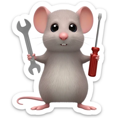 tools in the hands of a mouse sticker