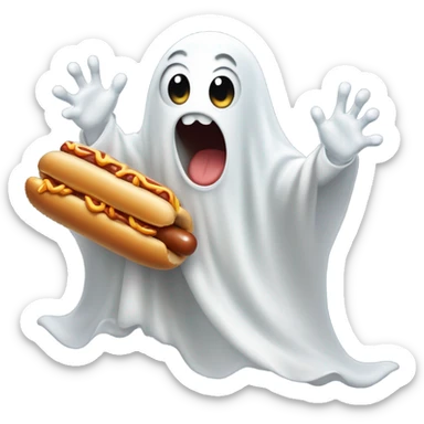 Ghost eating hotdog  sticker