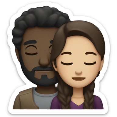 Dark man with dark beard and brunette woman asleep sticker