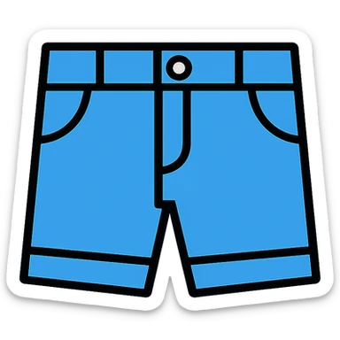 a pair of denim shorts, classic blue, icon style sticker