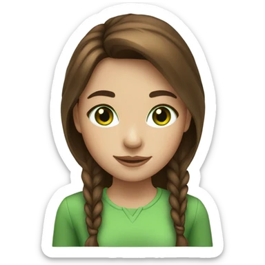 a girl with brown hair and green streaks in it, with green eyes and freckles sticker