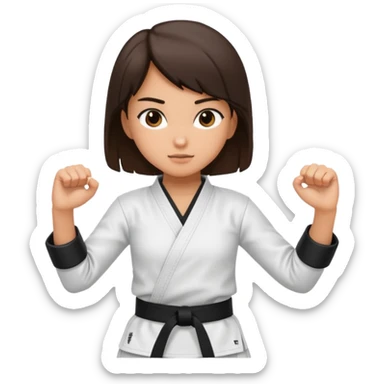 Karate Brunette girl whit brown or black belt sticker