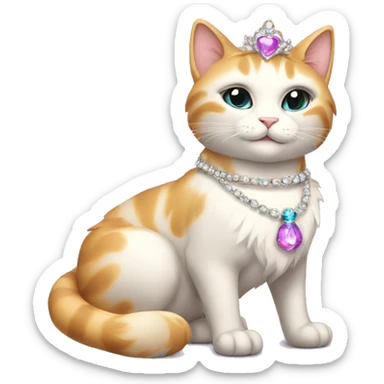 Magical princess-cat with tiara and necklace full body sticker