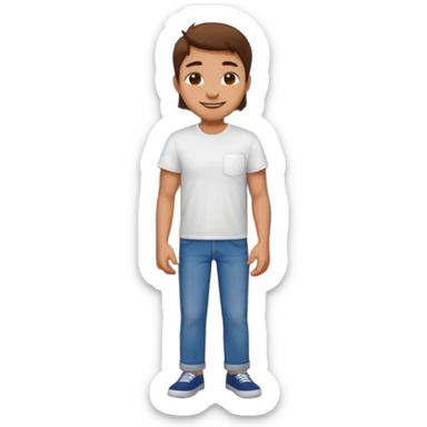 grown  2D line-drawn character + small shop sticker