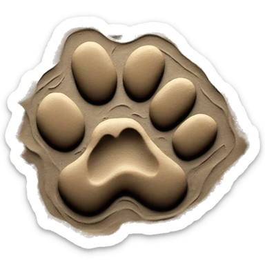 dog paw imprint in mud sticker
