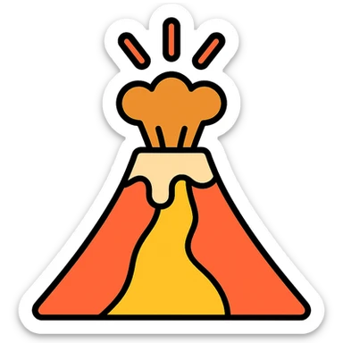 volcano simple icon, clean lines, minimal details sticker