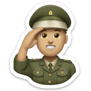 Soldier saluting. Tear drop sticker