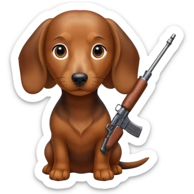 Dachshund dog Holding M16 sticker