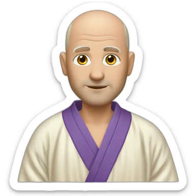 balding white man in a silk robe sticker