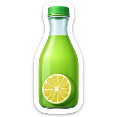 Green lemon juice bottle  sticker