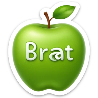 green aple that says brat in undercase lettters sticker