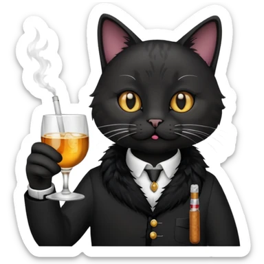 Cat whit a glass of alcol and cigarette  sticker