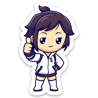 magical heroine chibi emote giving thumbs up sticker