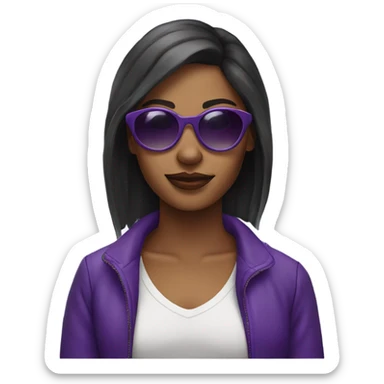 urban solo young woman with purple sunglasses sticker