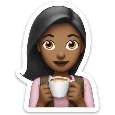 Girl with a cup of coffee in her hand sticker