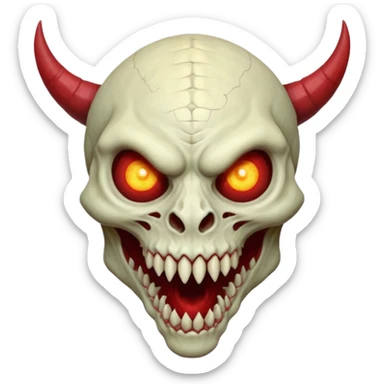 Cursed Creepy Shocking Horror Terrifying Terrific Epic Amazing Expressive Scary Haunted Crimson Satanic Horned Reptilian Moon Spooky Eerie Ghostly Spectral Zombiefied Skeletal Monsterous Creature Face sticker