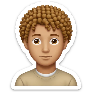 Make a tan boy with curly hair on top and low taper fade with brown eyes sticker