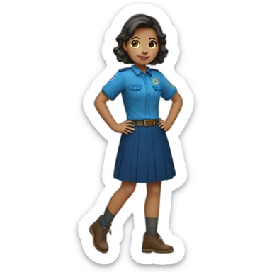 Scout girl with blue shirt and dark blue skirt  sticker