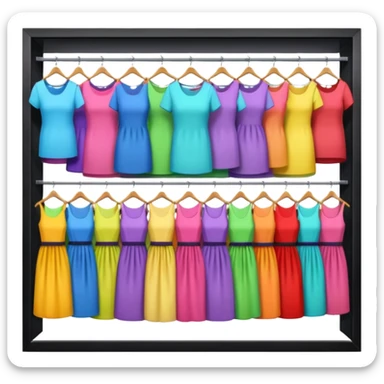 Clothing Store – racks of folded shirts and hanging dresses.

 sticker