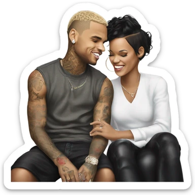 Hyper Realistic Chris Brown  and Rhianna romantic photo  sticker