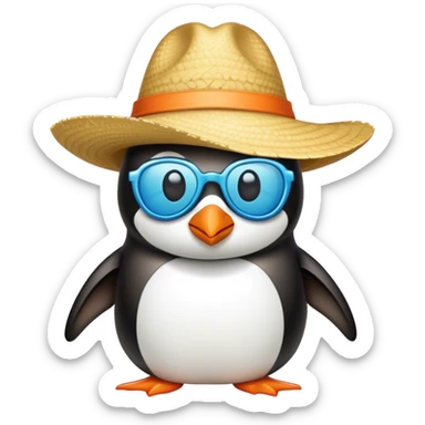 Pingüino con sombrero de playa y teje de buceo sticker