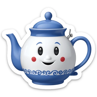 Matching mug of tea and teapot with Disney symbol sticker