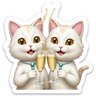 2 cats cheers-ing champagne  sticker