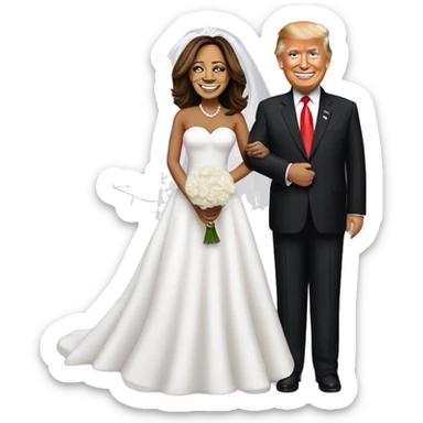 Donald Trump getting married with kamala Harris sticker