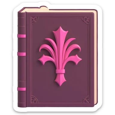 3D gothic book with pink accents, ancient and worn sticker