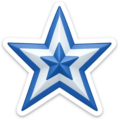 Red background, wide white diagonal stripe top-left to bottom-right, blue five-pointed star centered on the stripe. Clean and symmetrical. sticker