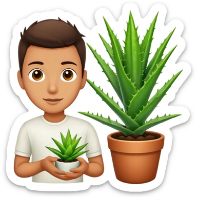 Young men grow up aloe Vera plant, and his name is Aloar sticker