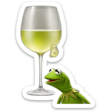 kermit frog drinking big glas of white wine sticker
