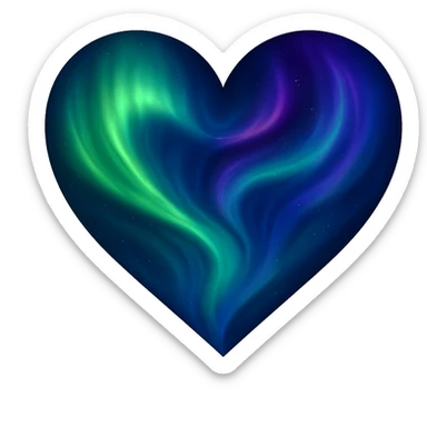 heart with a swirling aurora borealis effect sticker