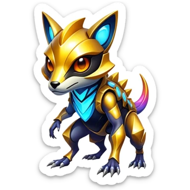 Shiny Epic Edgy Cool Colorful Vibrant Modern Vernid-Protogen-creature-animal, full body sticker