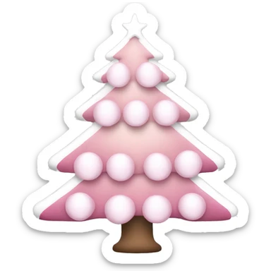 White and pink christmas tree with lots of white lights sticker