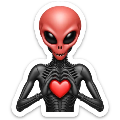 black xenomorph from the movie Alien making heart sign sticker