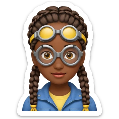 Minion emoji and a smurk like this emoji but a minion so basically that emoji with the goggles and the hair and not a funny head shape 😏  black girl with braids black girl / dark. Skinned girl sticker