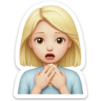 blond girl choking herself sticker