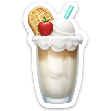 white soda float in a cocktail cup with circle  white ice cream sticker