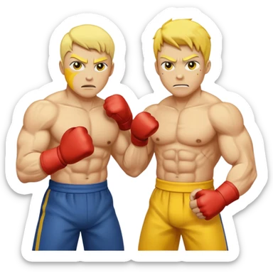 fight, 2 yellow skined people sticker