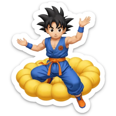 Nube voladora dorada o amarilla de Goku o Goku en nube voladora sticker